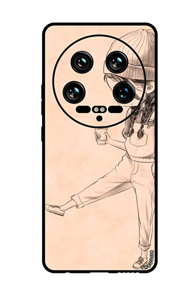 Theodor جراب واقٍ مضاد للخدش والصدمات لهاتف Xiaomi 14 Ultra Girl يشرب القهوة