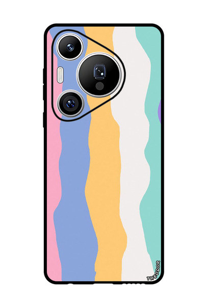 Theodor جراب واقٍ مضاد للخدش والصدمات لهاتف هواوي بيورا 70 برو بلس بخطوط ملونة