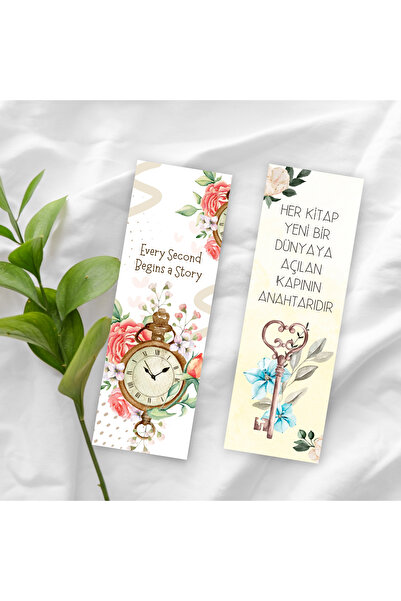Bimotif 2 adet kitap ayracı seti, Vintage - Saat