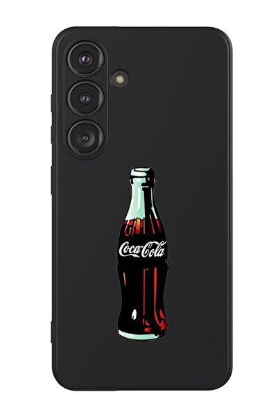 Theodor غطاء حماية سائل من السيليكون المقاوم للصدمات لهاتف سامسونج جالاكسي S24 (أسود) - كوكاكولا