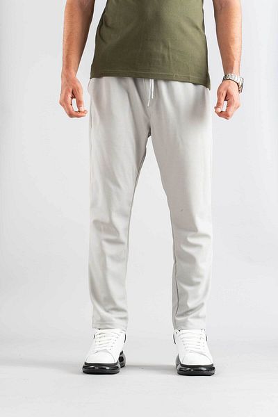bombe Men's Black Trousers Elastic Waist Slim Fit Flexible Lycra Basic Cotton Jogger