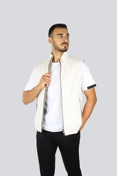 PAUL&SHARK Men's Double Sided Stand Collar Zippered Beige Vest 14312604-782