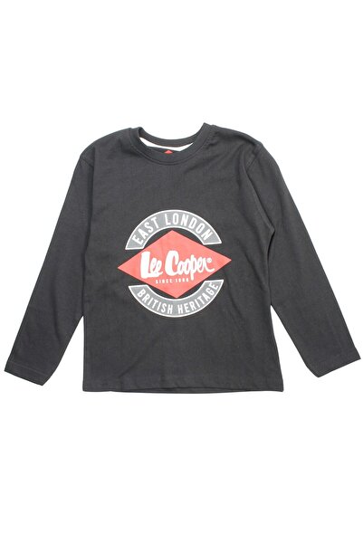 Lee Cooper Long sleeve t-shirt with logo, 100% cotton, black, Lee Cooper