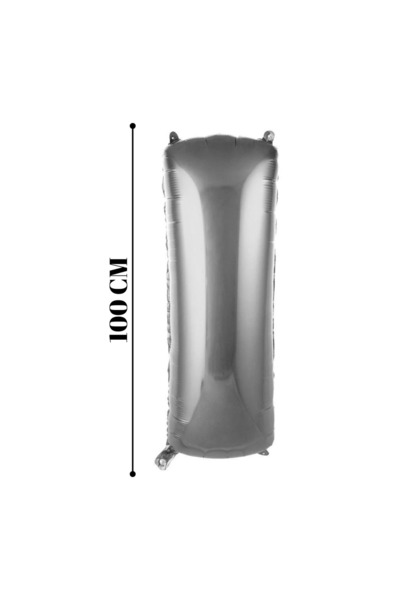 GLOBOSVİENTO بالون فويل حرف I بالون هيليوم 100 سم لون فضي - بالون حرف I