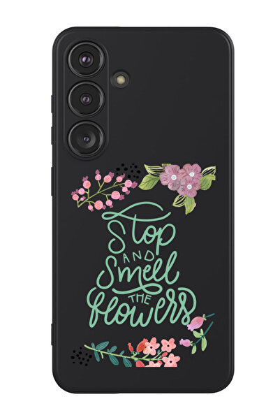 Theodor غطاء حماية سائل من السيليكون المقاوم للصدمات لهاتف سامسونج جالاكسي S24 (أسود) - ستوب آند سميل فلاورز