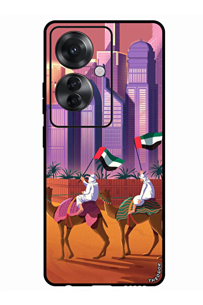 Theodor جراب واقٍ مضاد للخدش والصدمات لهاتف Oppo F25 Pro، جمل، علم الإمارات ا...