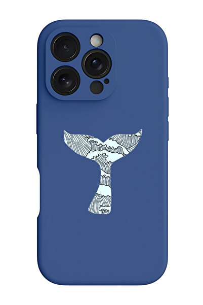 Theodor غطاء حماية سيليكون سائل مقاوم للصدمات لجهاز iPhone 16 Pro أزرق - ذيل الحوت