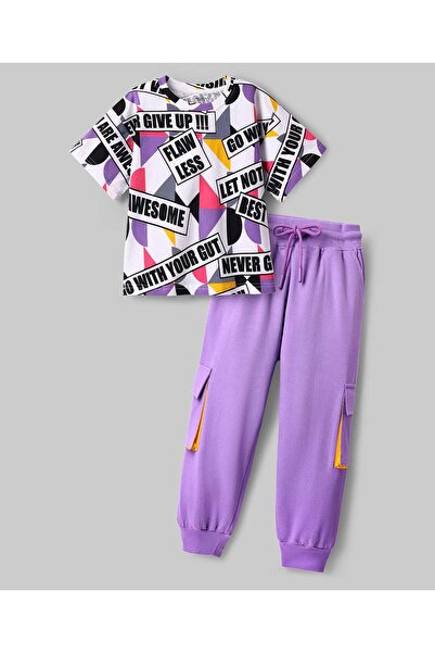 Ollington St. Ollington St. Cotton Knit Half Sleeves Printed Top & Joggers Se...