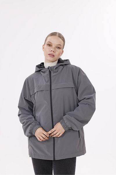 freemen Women's Anthracite Hooded Nova Fabric Lightweight and Durable Stylish Seasonal Water and Windproof Raincoat