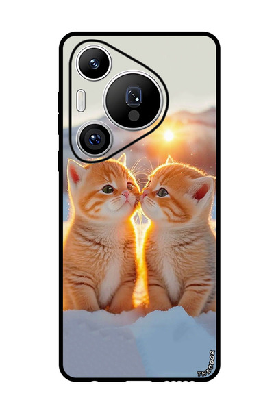 Theodor جراب واقٍ مضاد للخدش والصدمات لهاتف Huawei Pura 70 Pro Plus قطط لطيفة...