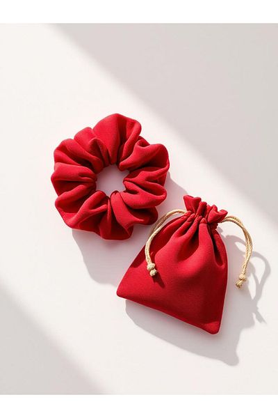 JACA XXL Scrunchie Design Fabric Buckle and Buckle Pouch Set (2 Pieces)