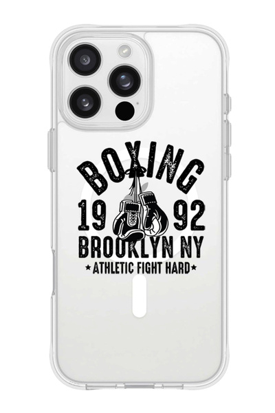 Theodor جراب ماج سيف لهاتف آيفون 16 برو ماكس، غطاء حماية مقاوم للصدمات - لون أسود بوكسينج بروكلين