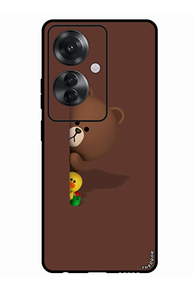 Theodor جراب واقٍ مضاد للخدش والصدمات لهاتف Oppo F25 Pro مع غطاء دب مخفي