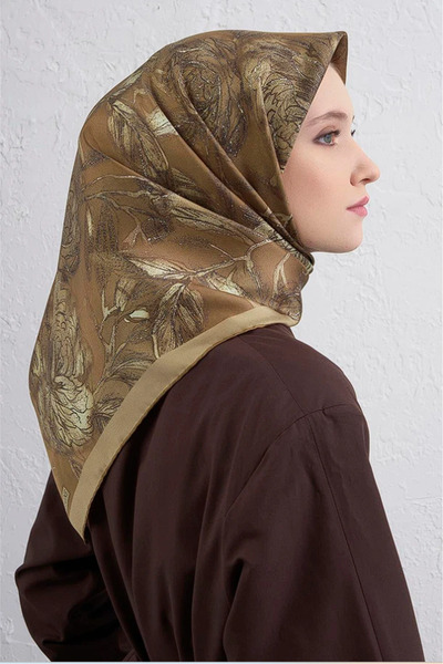 Armine Flower Pattern Pure Silk Twill Scarf 9409D 06