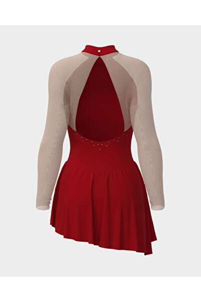 sagester 165/Sw Red Lycra & Mesh Detailed Dress