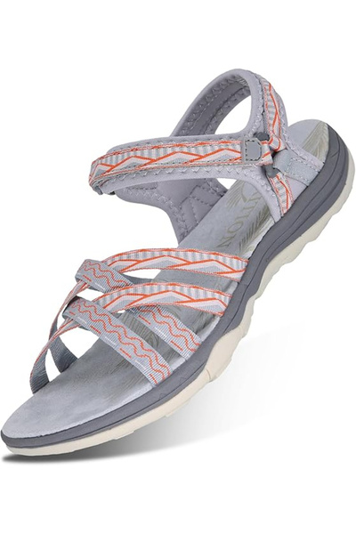 Grition Women's casual hiking and outdoor sandals, gray-orange, size 40