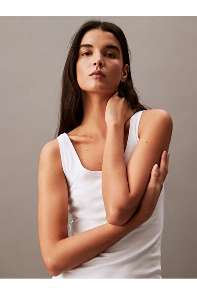 Calvin Klein REFINED COTTON SCOOP Kadın Beyaz T-Shirt