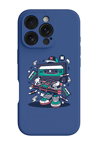 Theodor جراب سيليكون سائل مقاوم للصدمات لهاتف iPhone 16 Pro أزرق - كاسيت مان