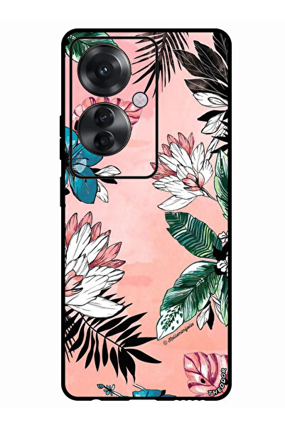 Theodor جراب واقٍ مضاد للخدش والصدمات لهاتف Oppo F25 Pro، زهور وأوراق