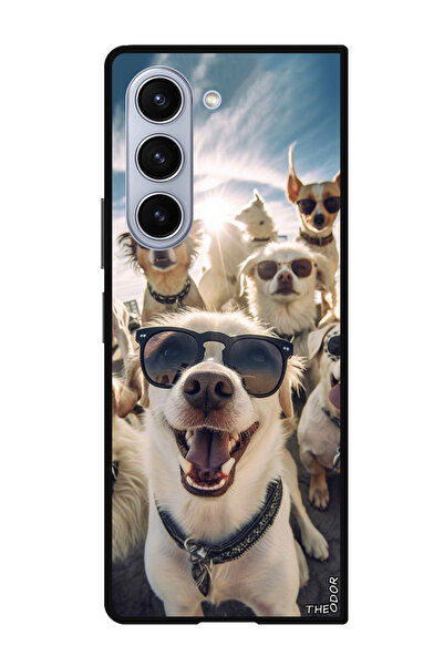 Theodor جراب واقٍ مضاد للخدش والصدمات لهاتف Samsung Galaxy Z Fold 6، كلاب سيلفي