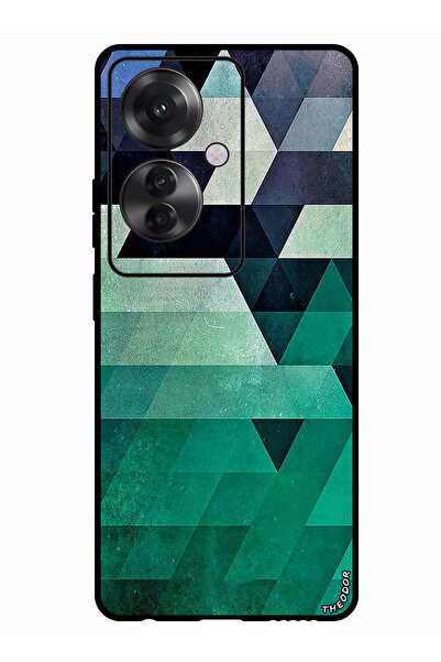 Theodor جراب واقٍ مضاد للخدش والصدمات لهاتف Oppo Reno 11F بنمط مثلث الألوان البحرية