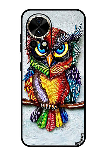 Theodor جراب واقٍ مضاد للخدش والصدمات لهاتف هواوي نوفا 12 ألترا، تصميم بومة ملونة