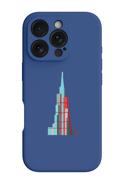 Theodor غطاء حماية سيليكون سائل مقاوم للصدمات لجهاز آيفون 16 برو أزرق - برج خ...