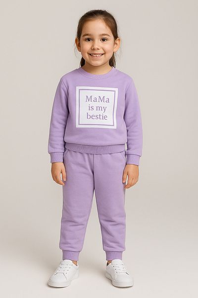 mb kids Mama Print 2 Thread Girl Tracksuit Set