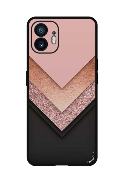 Theodor جراب واقٍ مضاد للخدش والصدمات لهاتف Nothing Phone (2) أسود ذهبي ووردي