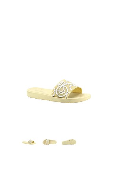 Museburan Street Home Garden Beach Flat Face Embroidered Lux Eva Slippers Purple