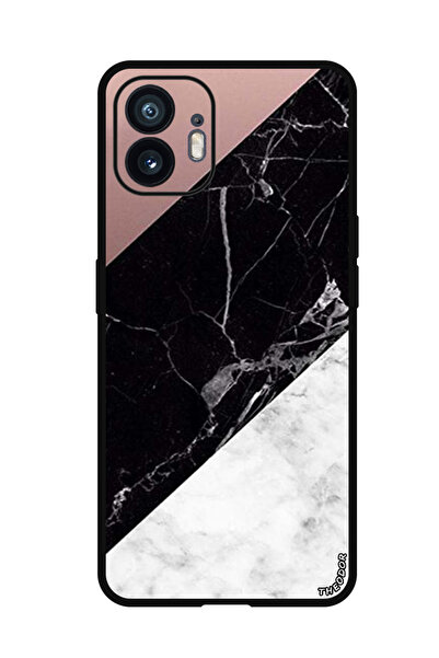 Theodor جراب حماية لهاتف Nothing (2) سطح من الرخام الأسود والرمادي سادة