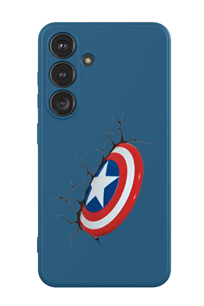 Theodor غطاء حماية سيليكون سائل لهاتف سامسونج جالاكسي S24 بلس (أزرق) - درع كابتن أمريكا