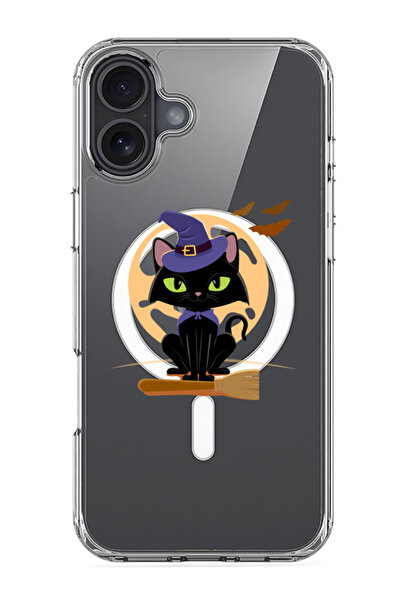 Theodor جراب ماج سيف متوافق مع آيفون 16، غطاء ممتص للصدمات للهاتف - قطة هالوي...