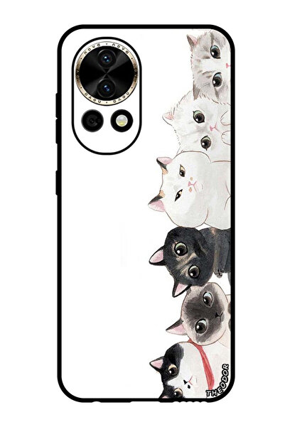 Theodor جراب واقٍ مضاد للخدش والصدمات لهاتف هواوي نوفا 12 برو، قطط لطيفة