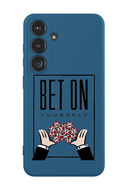 Theodor جراب حماية من السيليكون السائل المقاوم للصدمات لهاتف سامسونج جالاكسي S24 (أزرق) - راهن على نفسك