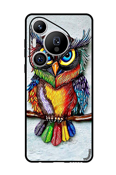 Theodor جراب واقٍ مضاد للخدش والصدمات لهاتف هواوي بيورا 70، بومة ملونة