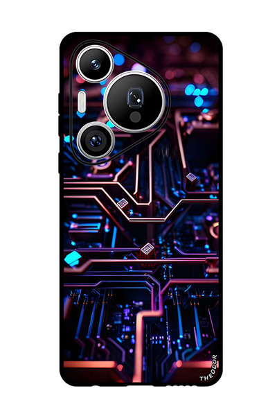 Theodor جراب واقٍ مضاد للخدش والصدمات لهاتف هواوي بيورا 70 برو بلس، تصميم تجريدي 1