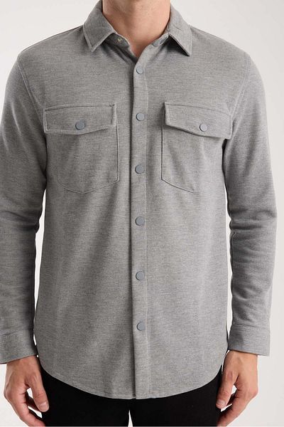 Valiberta Nova Pike Fabric Regular Fit Double Pocket Men's Shirt - Smoked