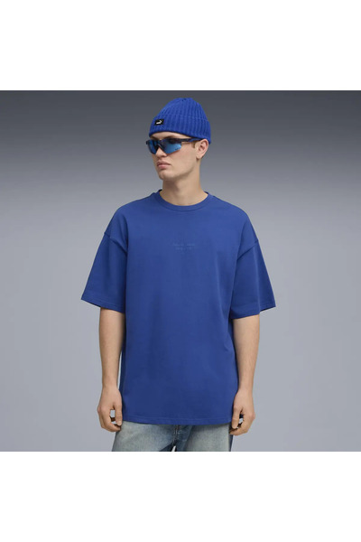 Puma PL Lifestyle Tee Mavi Erkek T-Shirt