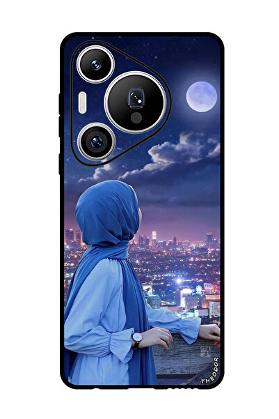 Theodor جراب حماية لهاتف هواوي بيورا 70 برو بلس، فتاة محجبة تنظر إليه