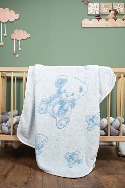 Bebechi Cute Teddy Bear Pattern Jacquard Welsoft Plush Blanket 100×110 cm