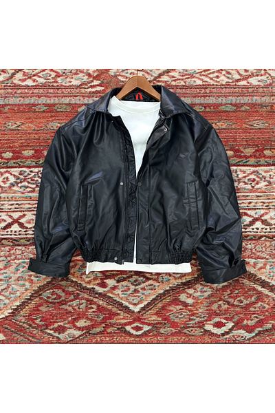 tiggirmoda Oversize Elastic Waist Leather Jacket