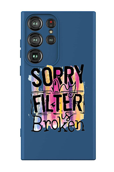 Theodor غطاء حماية سيليكون سائل لهاتف سامسونج جالكسي S24 ألترا (أزرق) - عذرًا...