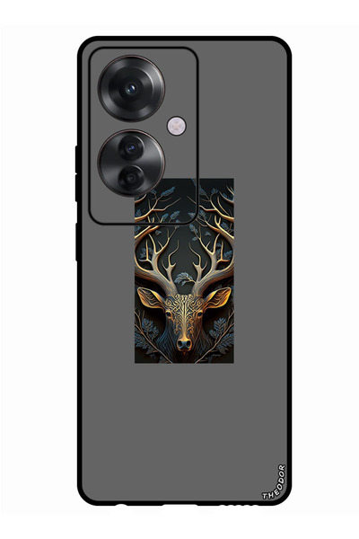 Theodor جراب واقٍ مضاد للخدش والصدمات لهاتف Oppo Reno 11F بتصميم رأس الغزال