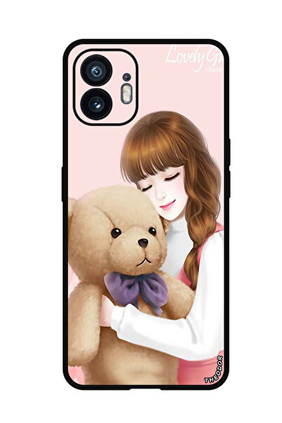 Theodor جراب واقٍ مضاد للخدش والصدمات لهاتف لا شيء (2) فتاة جميلة مع دب