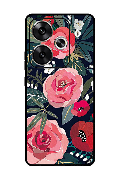 Theodor جراب واقٍ مضاد للخدش والصدمات لهاتف Xiaomi Redmi Turbo 3، زهور وأوراق