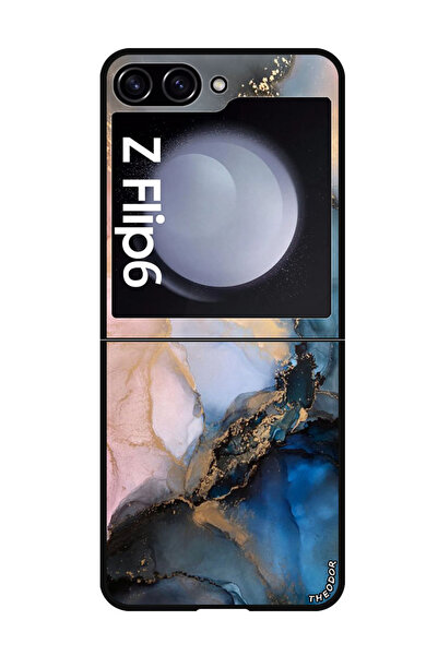 Theodor جراب حماية لهاتف Samsung Galaxy Z Flip 6 بلون رخامي ملون (2)