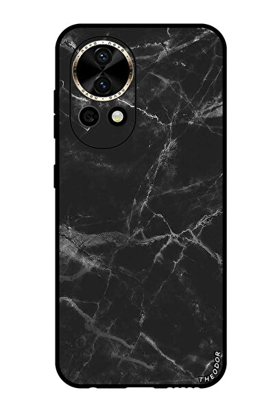 Theodor جراب واقٍ مضاد للخدش والصدمات لهاتف هواوي نوفا 12 برو، لون رخامي أسود