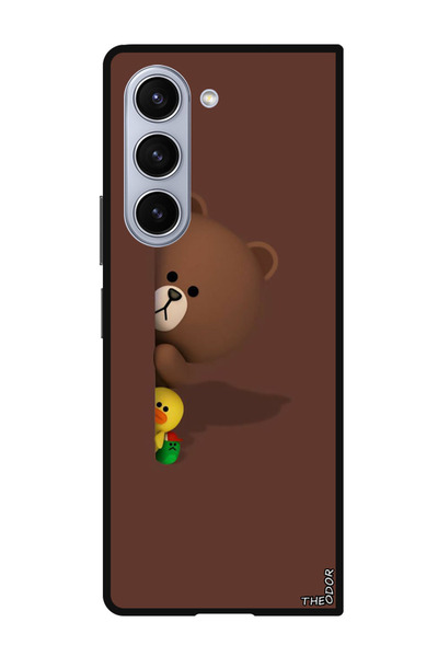 Theodor جراب واقٍ مضاد للخدش والصدمات لهاتف Samsung Galaxy Z Fold 6 بتصميم دب مخفي