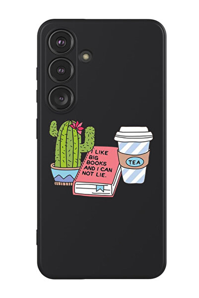 Theodor جراب حماية من السيليكون السائل المقاوم للصدمات لهاتف سامسونج جالاكسي S24 (أسود) - كتب كاكتوس كوفي